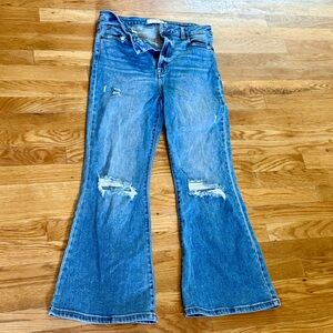 Hidden Distressed Flare Jeans, Size 30